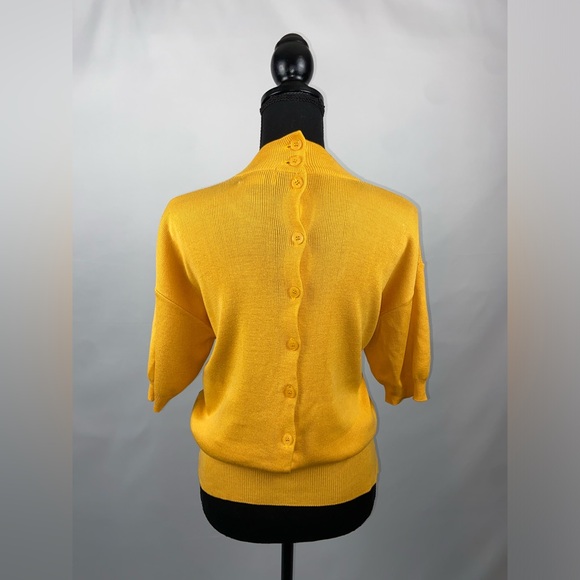 Sweater Mock Turtleneck Medium Golden Yellow Vintage Rena Rowan for Saville - Picture 5 of 10